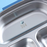 Maxbell Kids Lunch Box Cutlery Storage Reusable Bento Insulated Lunch Box for Picnic blue three grids