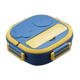 Maxbell Kids Lunch Box Cutlery Storage Reusable Bento Insulated Lunch Box for Picnic blue three grids