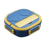 Maxbell Kids Lunch Box Cutlery Storage Reusable Bento Insulated Lunch Box for Picnic blue three grids