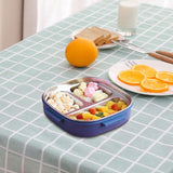 Maxbell Kids Lunch Box Cutlery Storage Reusable Bento Insulated Lunch Box for Picnic blue three grids
