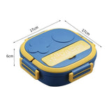 Maxbell Kids Lunch Box Cutlery Storage Reusable Bento Insulated Lunch Box for Picnic blue three grids