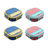 Maxbell Kids Lunch Box Cutlery Storage Reusable Bento Insulated Lunch Box for Picnic blue three grids
