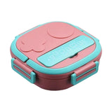 Maxbell Kids Lunch Box Cutlery Storage Reusable Bento Insulated Lunch Box for Picnic Pink 3 grids