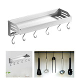 Maxbell Bathroom Floating Shelves Space Saving Modern Kitchen Wall Shelf with S Hook white 30cm