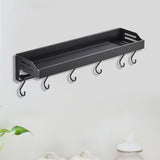 Maxbell Bathroom Floating Shelves Space Saving Modern Kitchen Wall Shelf with S Hook black 30cm