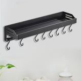 Maxbell Bathroom Floating Shelves Space Saving Modern Kitchen Wall Shelf with S Hook black 50cm