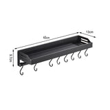 Maxbell Bathroom Floating Shelves Space Saving Modern Kitchen Wall Shelf with S Hook black 50cm