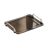 Maxbell Serving Tray Makeup Plastic Fruit Trays for Parties Living Room Coffee Table Grey