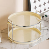 Maxbell 2 Tier Counter Tray Decorative Tray for Living Room Cosmetic Storage Kitchen Yellow