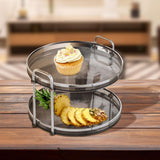 Maxbell 2 Tier Counter Tray Decorative Tray for Living Room Cosmetic Storage Kitchen Grey