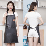 Maxbell Chef Apron with Large Pocket Waterproof Apron for DIY Painting Washing Women Black