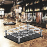 Maxbell Glass Cup Tray Rack Round Holes Glasses Holder for Exhibition Pantry Parties 12Hole Black