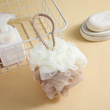 Maxbell Shower Loofah Soft Hanging Comfortable Shower Ball for Travel Hotel Bathroom Khaki