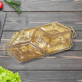 Maxbell Glass Snack Platter Simple Serving Plates for Party Entertaining Living Room 5 Compartments