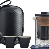 Maxbell Travel Tea Set Small Portable with Case Teaware for Parties Tea Lover Family Black
