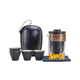 Maxbell Travel Tea Set Small Portable with Case Teaware for Parties Tea Lover Family Black