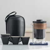 Maxbell Travel Tea Set Small Portable with Case Teaware for Parties Tea Lover Family Black