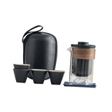 Maxbell Travel Tea Set Small Portable with Case Teaware for Parties Tea Lover Family Black
