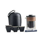 Maxbell Travel Tea Set Small Portable with Case Teaware for Parties Tea Lover Family Black