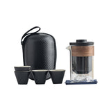 Maxbell Travel Tea Set Small Portable with Case Teaware for Parties Tea Lover Family Black