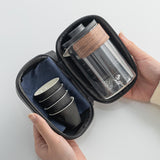 Maxbell Travel Tea Set Small Portable with Case Teaware for Parties Tea Lover Family Black