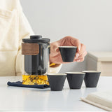 Maxbell Travel Tea Set Small Portable with Case Teaware for Parties Tea Lover Family Black