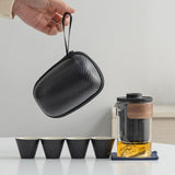 Maxbell Travel Tea Set Small Portable with Case Teaware for Parties Tea Lover Family Black