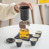 Maxbell Travel Tea Set Small Portable with Case Teaware for Parties Tea Lover Family Black