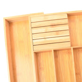 Maxbell Expandable Bamboo Cutlery Tray Storage Dividers Organizer Drawer Storage Box 7 Slot