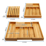 Maxbell Expandable Bamboo Cutlery Tray Storage Dividers Organizer Drawer Storage Box 7 Slot