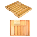 Maxbell Expandable Bamboo Cutlery Tray Storage Dividers Organizer Drawer Storage Box 7 Slot