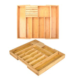 Maxbell Expandable Bamboo Cutlery Tray Storage Dividers Organizer Drawer Storage Box 7 Slot