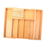Maxbell Expandable Bamboo Cutlery Tray Storage Dividers Organizer Drawer Storage Box 7 Slot