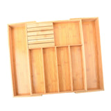 Maxbell Expandable Bamboo Cutlery Tray Storage Dividers Organizer Drawer Storage Box 7 Slot