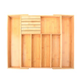 Maxbell Expandable Bamboo Cutlery Tray Storage Dividers Organizer Drawer Storage Box 7 Slot