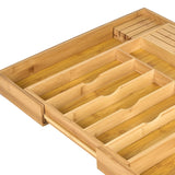 Maxbell Expandable Bamboo Cutlery Tray Storage Dividers Organizer Drawer Storage Box 9 Slot
