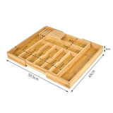 Maxbell Expandable Bamboo Cutlery Tray Storage Dividers Organizer Drawer Storage Box 9 Slot