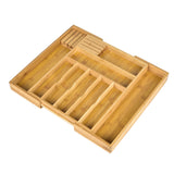 Maxbell Expandable Bamboo Cutlery Tray Storage Dividers Organizer Drawer Storage Box 9 Slot