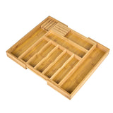Maxbell Expandable Bamboo Cutlery Tray Storage Dividers Organizer Drawer Storage Box 9 Slot