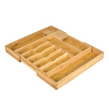 Maxbell Expandable Bamboo Cutlery Tray Storage Dividers Organizer Drawer Storage Box 9 Slot