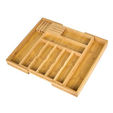 Maxbell Expandable Bamboo Cutlery Tray Storage Dividers Organizer Drawer Storage Box 9 Slot