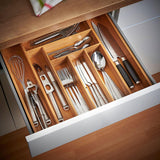 Maxbell Expandable Bamboo Cutlery Tray Storage Dividers Organizer Drawer Storage Box 9 Slot