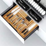 Maxbell Expandable Bamboo Cutlery Tray Storage Dividers Organizer Drawer Storage Box 9 Slot