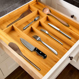 Maxbell Expandable Bamboo Cutlery Tray Storage Dividers Organizer Drawer Storage Box 9 Slot
