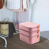 Maxbell 3 Pieces Drawer Organizer Household Wardrobe Save Space Closet Storage Boxes Pink