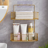 Maxbell Bathroom Storage Basket Shampoo Holder Wall Mount Shower Caddy No Drilling