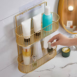 Maxbell Bathroom Storage Basket Shampoo Holder Wall Mount Shower Caddy No Drilling