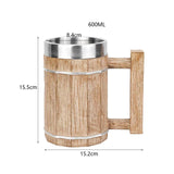 Maxbell Barrel Beer Mug 600ml Decor Portable Water Cups for Parties Office Household