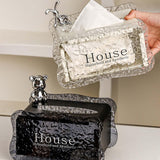 Maxbell Tissue Box Holder Decorative Luxury Napkin Holder for Restaurant Bedroom Car white bear