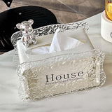 Maxbell Tissue Box Holder Decorative Luxury Napkin Holder for Restaurant Bedroom Car white bear